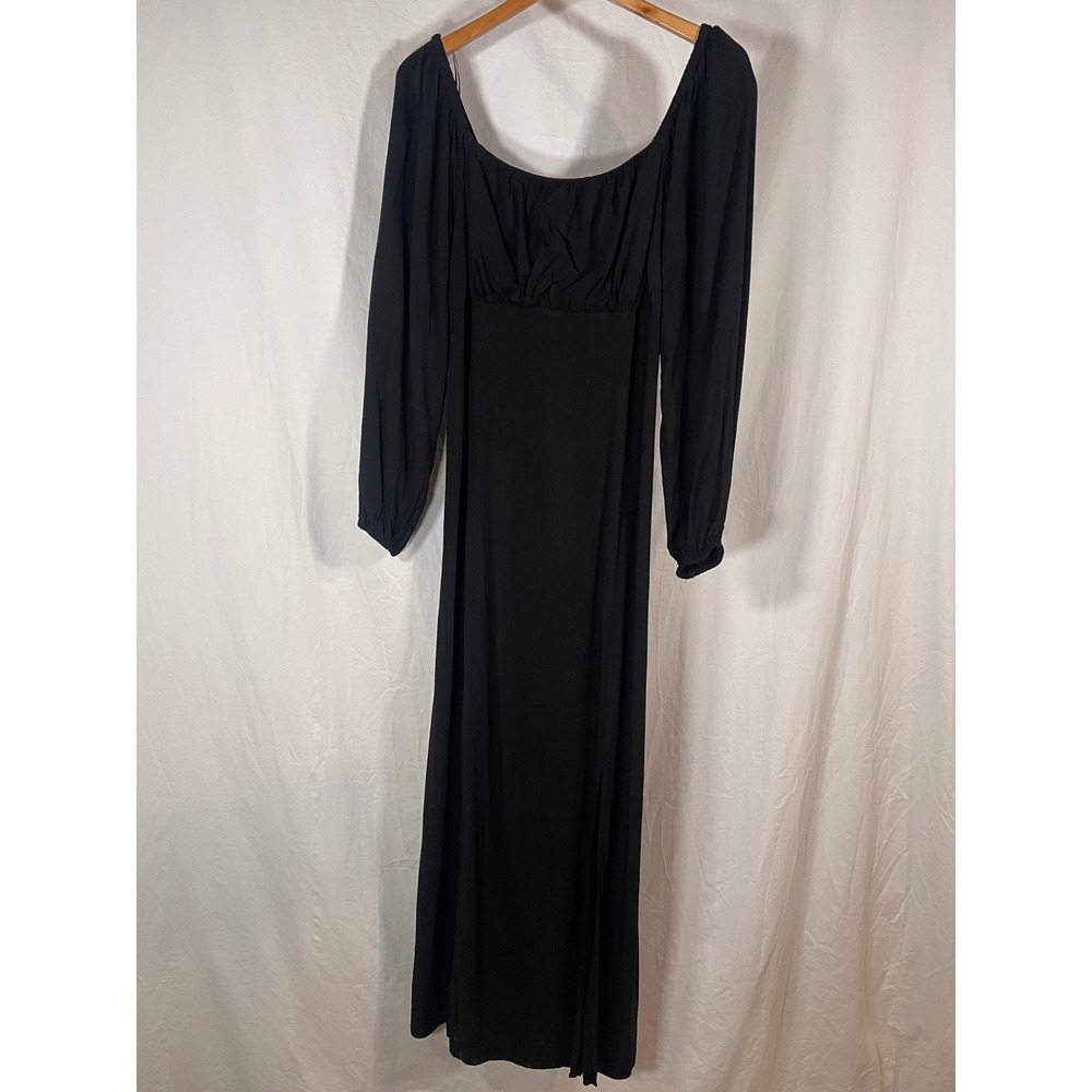 Old Navy Womens Black Long Sleeve Smocked Back Viscose Maxi Dress Size M